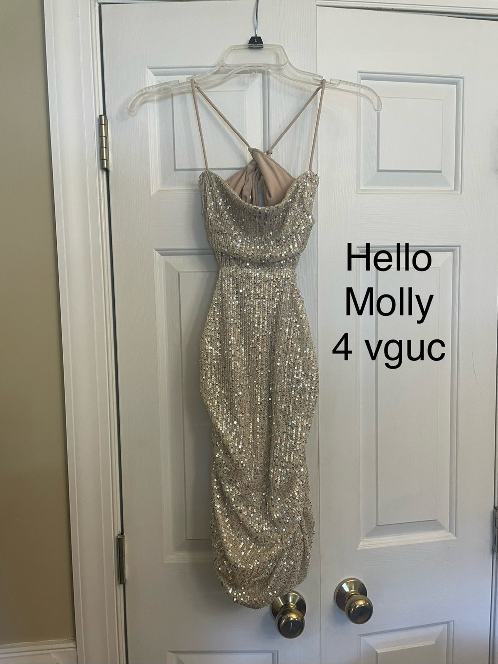 Hello Molly Champagne Sequin Mini Dress